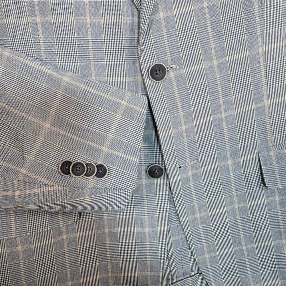 Michael Kors Blazer Men's 40R Blue Plaid Sport Coat Preppy Business Stretch